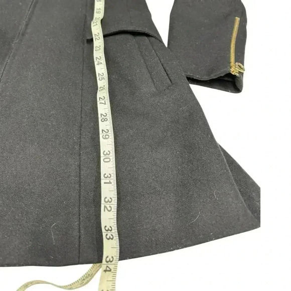 Laundry By Design Wool Front Zip Fit-and-Flare Black Peacoat Gold Hardware Sz S - Picture 11 of 14